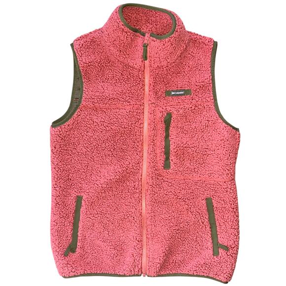 Columbia Winter Pass Sherpa Orange & Green Vest Women's Medium - Picture 1 of 7